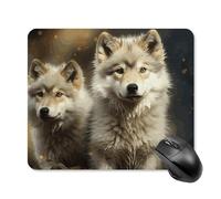 Cute Wolf Mouse Pad Square Mice Mat Waterproof Computer Mousepad with Non-Slip Rubber Base Wireless Mice Pad for Laptop Office Home Personalized Gaming Mousepad 25 * 30cm