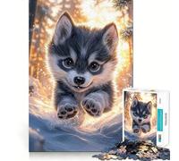 Cute Wolf Pup in Snow 1000 Pieces Puzzles for Adults Mental Skill Snug Cut Enjoyable Challenge Xmas Surprise (38x26cm)