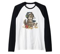 Cute Wolf Video Gamer Controller PC Console Gaming Nerd Raglan Baseball Tee