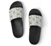 Cute Wombat And Flowers Pattern House Slippers Shower Slides Shoes