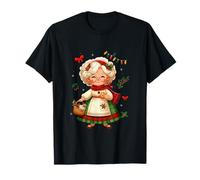 Cute Women with Cookie Christmas Flowers Santa Lover Family T-Shirt