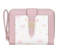 Cute Women's Bowknot Wallet - Double Fold Zip-Around RFID Blocking Credit Card Holder, Stylish Leather Card Case