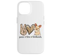 Cute Womens Girls Kawaii Peace Love Lionhead Rabbit Lover Case for iPhone 14