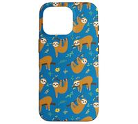 Cute Womens Girls Kids Flowers & Sloths Pattern Case for iPhone 16 Pro