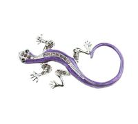 Cute Womens Mens Enamel Crystal RHinestone Gecko Lizard Iguana Reptile Lover Christmas Birthday Hijab Lapel Dress Gift Scarf Wedding Formal Occasion Blue White Green Brooch Badge Pin Boxed (Purple)