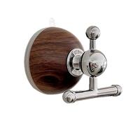 Cute Wood Suction Cup Coat Hooks Non- Stick Wall Hook Storage Holder, Adjustable Suction Hangers, No Drill Shower Organizer for Bathroom Kitchen, 2 Pack (Walnut) Tvy266 (Coffee, 8x7x7 cm)