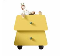 Cute Wooden Bedside Table with Two Drawers, Round Handle, Modern Bedroom Side Table, Suitable for Small Living Room Decoration(Yellow,Extra Large)