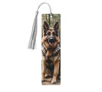 Cute Wooden Bookmark for Women and Men,Personalized Animal German Shepherd Print Bookmarks Tassels for Book Lovers
