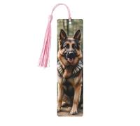 Cute Wooden Bookmark for Women and Men,Personalized Animal German Shepherd Print Bookmarks Tassels for Book Lovers