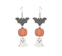 Cute Wooden Halloween Cartoon Pumpkin Bat Ghost Dangle Drop Earrings for Women Maple Leaves Pumpkin Earrings Fall Earrings Thanksgiving Earrings Halloween Fall Jewelry Gifts, wooden, No Gemstone