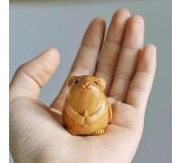 Cute Wooden Small Mouse Cat Ornament Home Decor Retro Mini Crafted Small Mouse Figurines Wooden Sculptures Carving Ornament