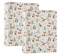 Cute Woodland Animals 3 D-Ring Binder A4 2 Pack with 200 Sheet for Kids School Supplies Women Men Office