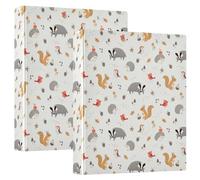 Cute Woodland Animals Autumn Floral 3 D-Ring Binder A4 2 Pack with 200 Sheet for Kids School Supplies Women Men Office