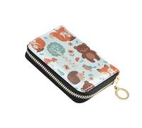 Cute Woodland Animals Foxes Women Wallet Zip Around Card Holder Wallets RFID Blocking Zippered Zipper Wallet with Coin Pocket