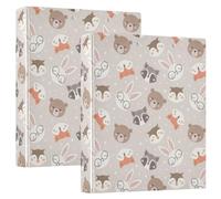Cute Woodland Animals Glasses 3 D-Ring Binder A4 2 Pack with 200 Sheet for Kids School Supplies Women Men Office