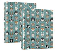 Cute Woodland Animals Head 3 D-Ring Binder A4 2 Pack with 200 Sheet for Kids School Supplies Women Men Office