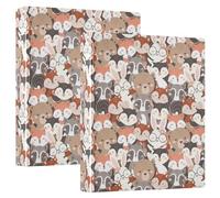 Cute Woodland Animals Seamless 3 D-Ring Binder A4 2 Pack with 200 Sheet for Kids School Supplies Women Men Office