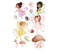 Cute Woodland Fairy/Fairies Creatures Themed Edible Icing Sheet A4