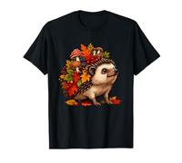 Cute Woodland Hedgehog with Mushrooms and Fall Foliage T-Shirt