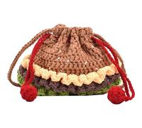 Cute Woven Handbags Mini Drawstring Bag Handmade Crochet Crossbody Bag Knitting Shoulder Bags for Women Girls