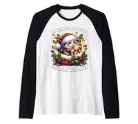 Cute Xmas Cat for Women and Kitten Mom with Christmas Vibes Raglan Baseball Tee