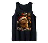Cute Xmas Decor Santa Hat Capybara Christmas Tank Top