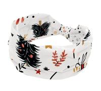 Cute Xmas Elements Christmas Tree Stars Twigs and Leaves Wide Headbands for Women, Yoga Workout Head Bands Wide Elastic Hair Bands for Washing Face Makeup