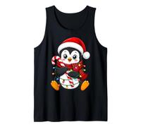 Cute Xmas Lights Santa Hat Penguin Christmas Tank Top