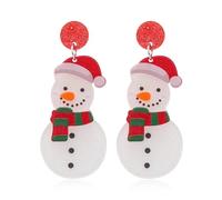 Cute Xmas Red Green Dangle Earrings for Women Acrylic Lightweight Christmas Holiday Statement Drop Dangling Earring Fashion Festival Ornament Dress Accessories Jewelry (Santa Snowman)