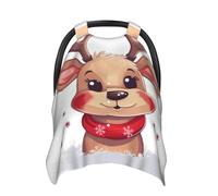 Cute Xmas Reindeer Baby Car Seat Canopy Cover, Multi Use Breathable Nursing Breastfeeding Covers for Mom Soft Stroller Sun Shade Newborn Shower Gift