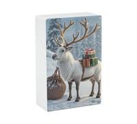 Cute Xmas Reindeer Cigarette Case - Waterproof & Crush Proof Cigarette Holder Case for 20 King Size Cigarettes, Portable Pocket Size Travel Box for Men & Women