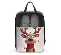 Cute Xmas Reindeer Shoe Bag Travel Shoe Organizer Water-Resistant Shoe Pouch with Zipper Sneaker Dust Bag, gray, One Size, Modern