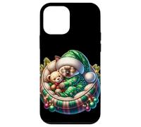 Cute Xmas Siamese Cat Cuddle With Teddy Bear At Christmas Case for iPhone 12 mini