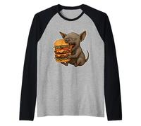 Cute Xolo Dog Enjoying Burger Raglan Baseball Tee