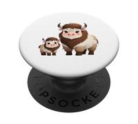 Cute Yak Family Cartoon Animal Illustration PopSockets Adhesive PopGrip