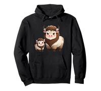 Cute Yak Family Cartoon Animal Illustration Pullover Hoodie