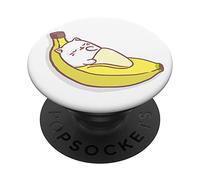 Cute Yellow Banana Cat Bed Design Fruit Lover On White PopSockets PopGrip: Swappable Grip for Phones & Tablets