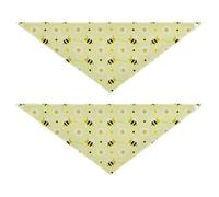 Cute Yellow Bee Daisy Pattern 2 Pack Dog Bandanas Bib Handkerchief Pet Holiday Accessories Decor for Dogs Cats