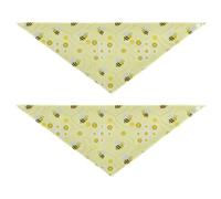 Cute Yellow Bee Daisy Pattern 2 Pack Seasonal Dog Bandanas Triangle Bibs Kerchief Set Pet Holiday Set for Dogs Cats