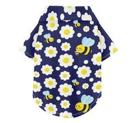 Cute Yellow Bee Daisy Summer Dog Polo Shirt Button Up Breathable Cool Short Sleeve Pet T-Shirt Puppy Sweatshirt Perfect for Everyday Wear, and Photoshoots