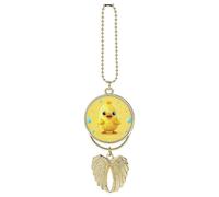 Cute Yellow Chicken Car Hanging Ornament Rear View Mirror Pendant Lucky Presents Hanging Ornament Funny Car Pendant for Office Auto Home Decoration Golden-style