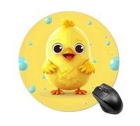 Cute Yellow Chicken Round Mouse Pad Smooth Glide Gaming Mousepad Extra Density Portable Comfortable Mouse Mat for Desk, Home, Office 7.8x7.8 Inches