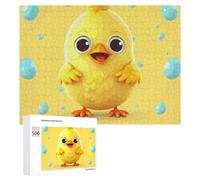 Cute Yellow Chicken Wooden Puzzles for Adults 500 PCS Unique Shape Puzzles Wall Art Home Decor for Puzzle Lovers, Family, Friend Creative Gift Toys