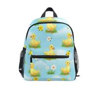 Cute Yellow Ducks Blue Backpack for Toddler Boys Girls Kids School Bag, Cute Yellow Ducks Blue, S, Cool Soccer Print Backpacks | with Name Tag, for 3-8 Years