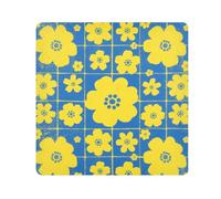 cute yellow flowers blue checkered Portable Makeup Travel Bag Cloth Jewelry Organizer Wrap Camera Lens Cloth Wrapper For Toiletries Size 21.7x21.7in