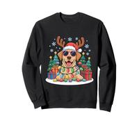 Cute Yellow Labrador Christmas with Red Santa Hat and Lights Sweatshirt