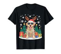 Cute Yellow Labrador Christmas with Santa Hat and Lights T-Shirt