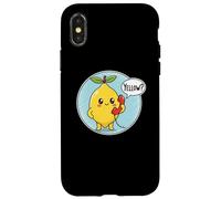 Cute Yellow Lemon answering Phone Fruit Pun Humor Dad Joke Case for iPhone X/XS