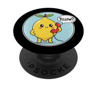 Cute Yellow Lemon answering Phone Fruit Pun Humor Dad Joke PopSockets Adhesive PopGrip
