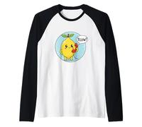 Cute Yellow Lemon answering Phone Fruit Pun Humor Dad Joke Raglan Baseball Tee